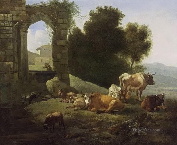 動物 Painting - 羊飼いの牛 イタリアの風景 ウィレム・ローマ